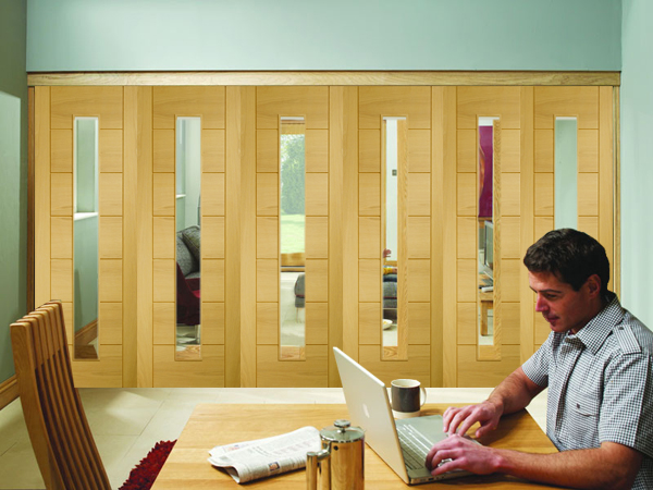 Freefold Palermo (clear glass) Oak Internal Folding Sliding Doors